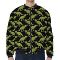 Tyrannosaurus Rex Pattern Print Zip Sleeve Bomber Jacket