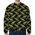Tyrannosaurus Rex Pattern Print Zip Sleeve Bomber Jacket