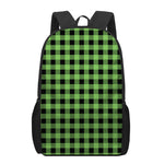 UFO Green And Black Buffalo Check Print 17 Inch Backpack