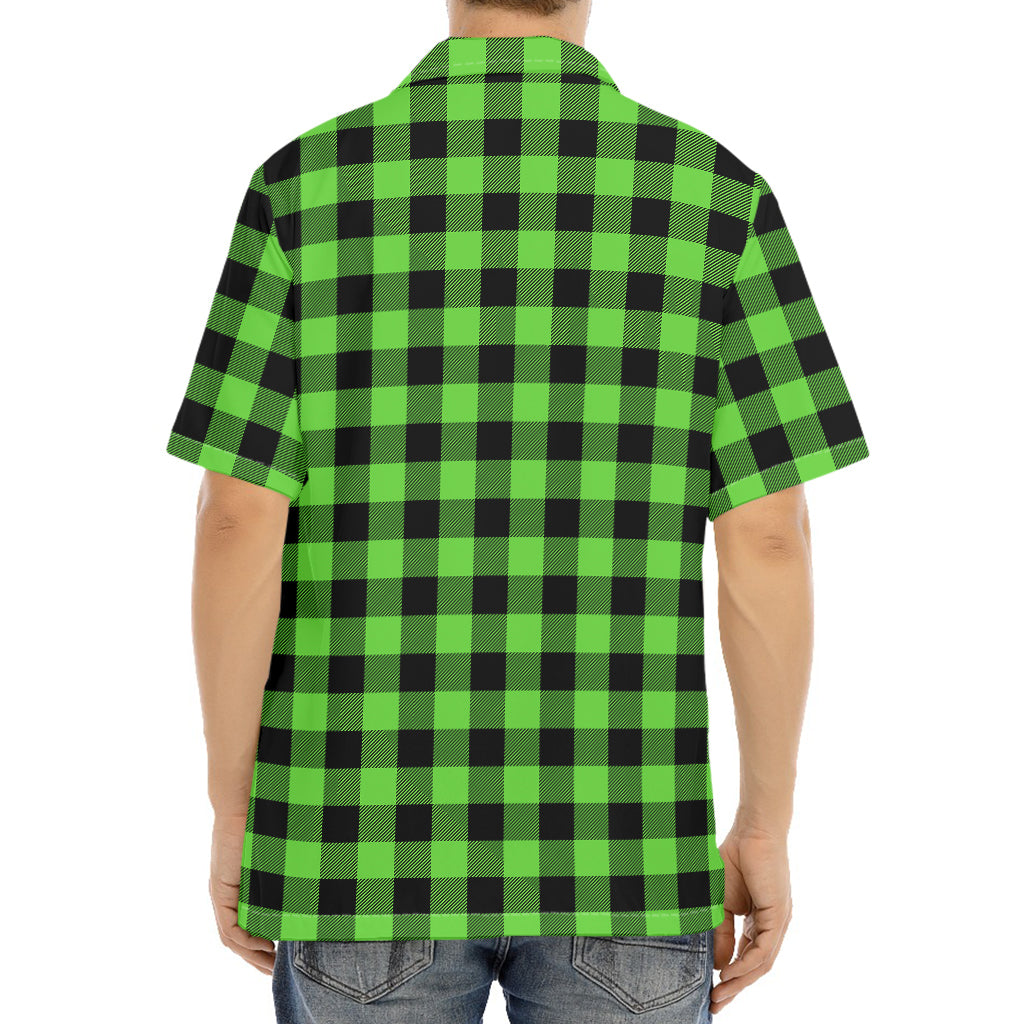 UFO Green And Black Buffalo Check Print Aloha Shirt
