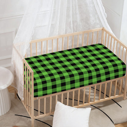 UFO Green And Black Buffalo Check Print Baby Crib Sheet