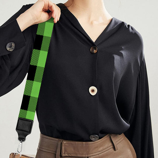 UFO Green And Black Buffalo Check Print Bag Strap