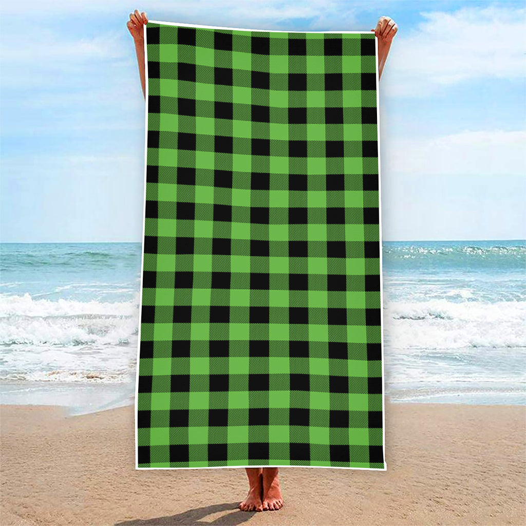 UFO Green And Black Buffalo Check Print Beach Towel