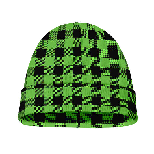 UFO Green And Black Buffalo Check Print Beanie