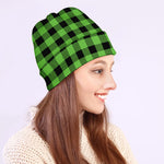 UFO Green And Black Buffalo Check Print Beanie