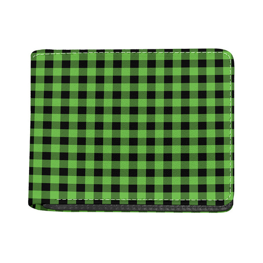 UFO Green And Black Buffalo Check Print Bifold Wallet