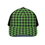 UFO Green And Black Buffalo Check Print Black Mesh Trucker Cap