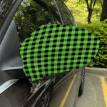 UFO Green And Black Buffalo Check Print Car Side Mirror Covers