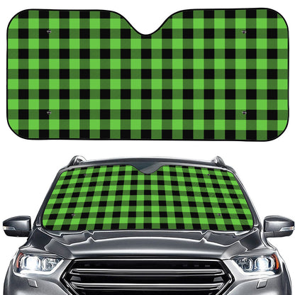 UFO Green And Black Buffalo Check Print Car Windshield Sun Shade
