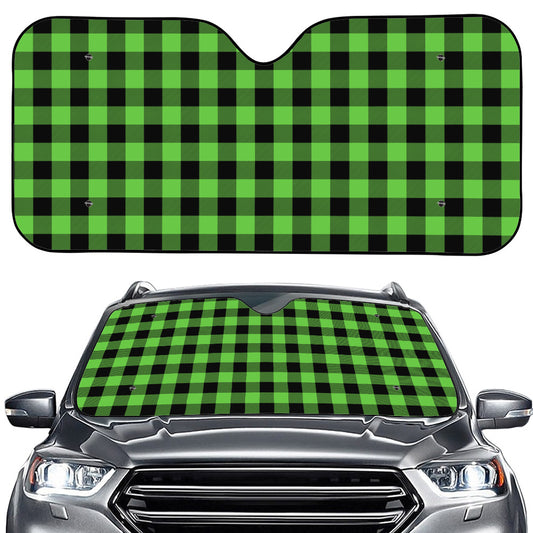 UFO Green And Black Buffalo Check Print Car Windshield Sun Shade