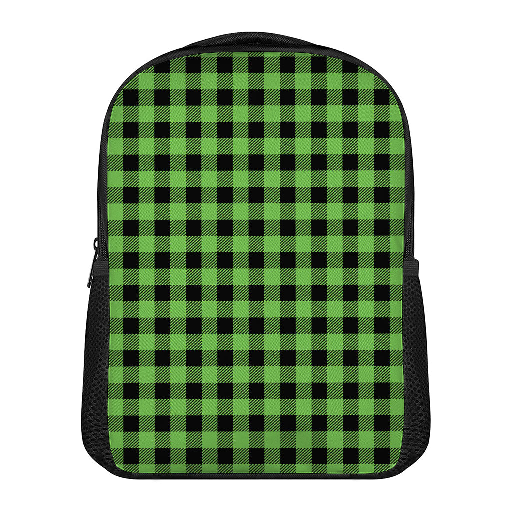 UFO Green And Black Buffalo Check Print Casual Backpack