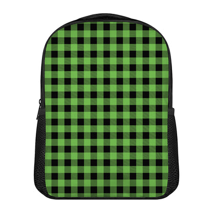 UFO Green And Black Buffalo Check Print Casual Backpack
