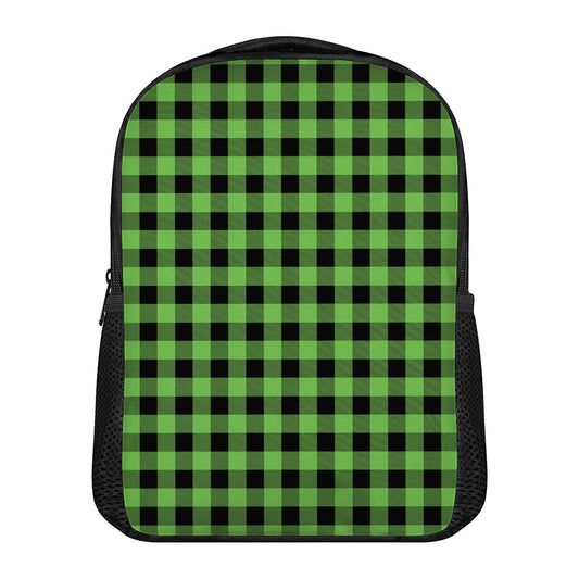 UFO Green And Black Buffalo Check Print Casual Backpack
