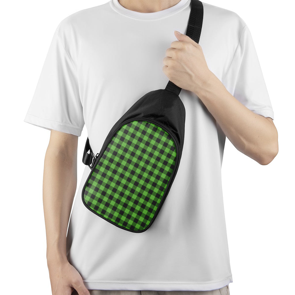 UFO Green And Black Buffalo Check Print Chest Bag
