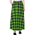 UFO Green And Black Buffalo Check Print Chiffon Maxi Skirt