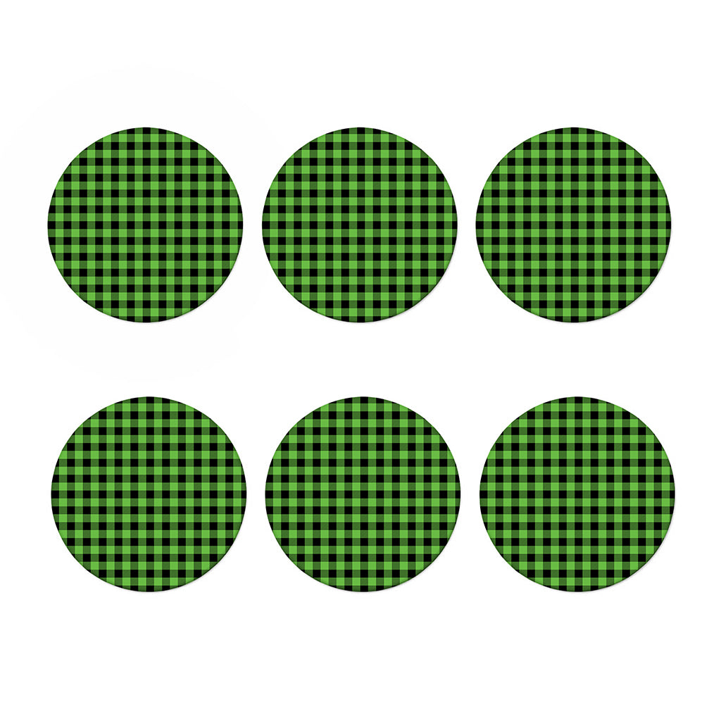 UFO Green And Black Buffalo Check Print Coaster Set