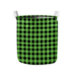 UFO Green And Black Buffalo Check Print Collapsible Laundry Basket