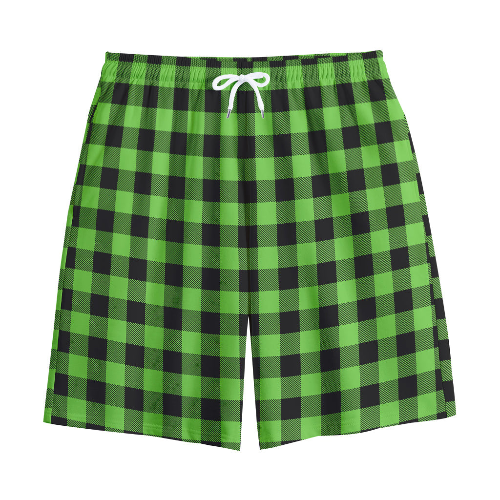 UFO Green And Black Buffalo Check Print Cotton Shorts
