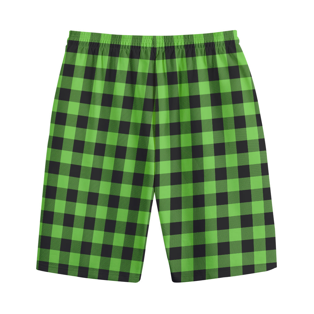 UFO Green And Black Buffalo Check Print Cotton Shorts