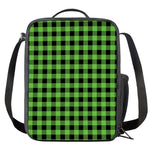 UFO Green And Black Buffalo Check Print Crossbody Lunch Bag