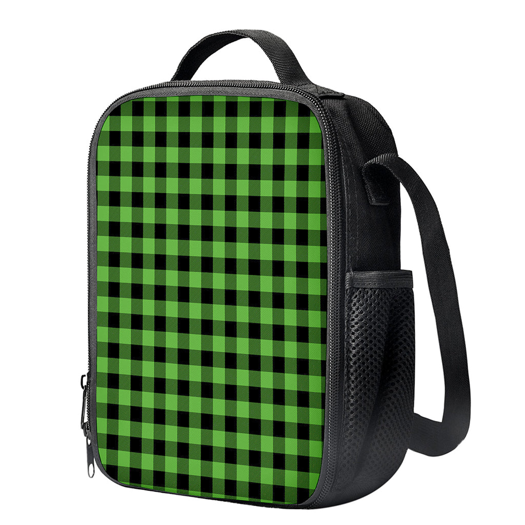 UFO Green And Black Buffalo Check Print Crossbody Lunch Bag