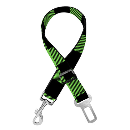 UFO Green And Black Buffalo Check Print Dog Seat Belt