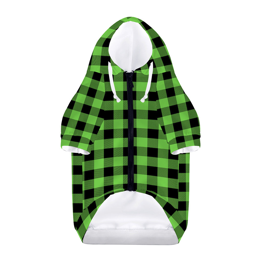UFO Green And Black Buffalo Check Print Dog Zip Up Hoodie