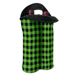 UFO Green And Black Buffalo Check Print Double Neoprene Wine Tote