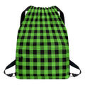 UFO Green And Black Buffalo Check Print Drawstring Backpack
