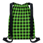 UFO Green And Black Buffalo Check Print Drawstring Backpack
