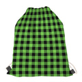 UFO Green And Black Buffalo Check Print Drawstring Bag