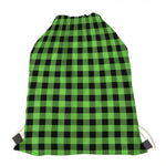 UFO Green And Black Buffalo Check Print Drawstring Bag
