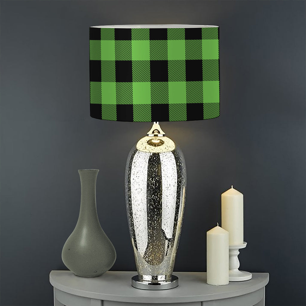 UFO Green And Black Buffalo Check Print Drum Lamp Shade
