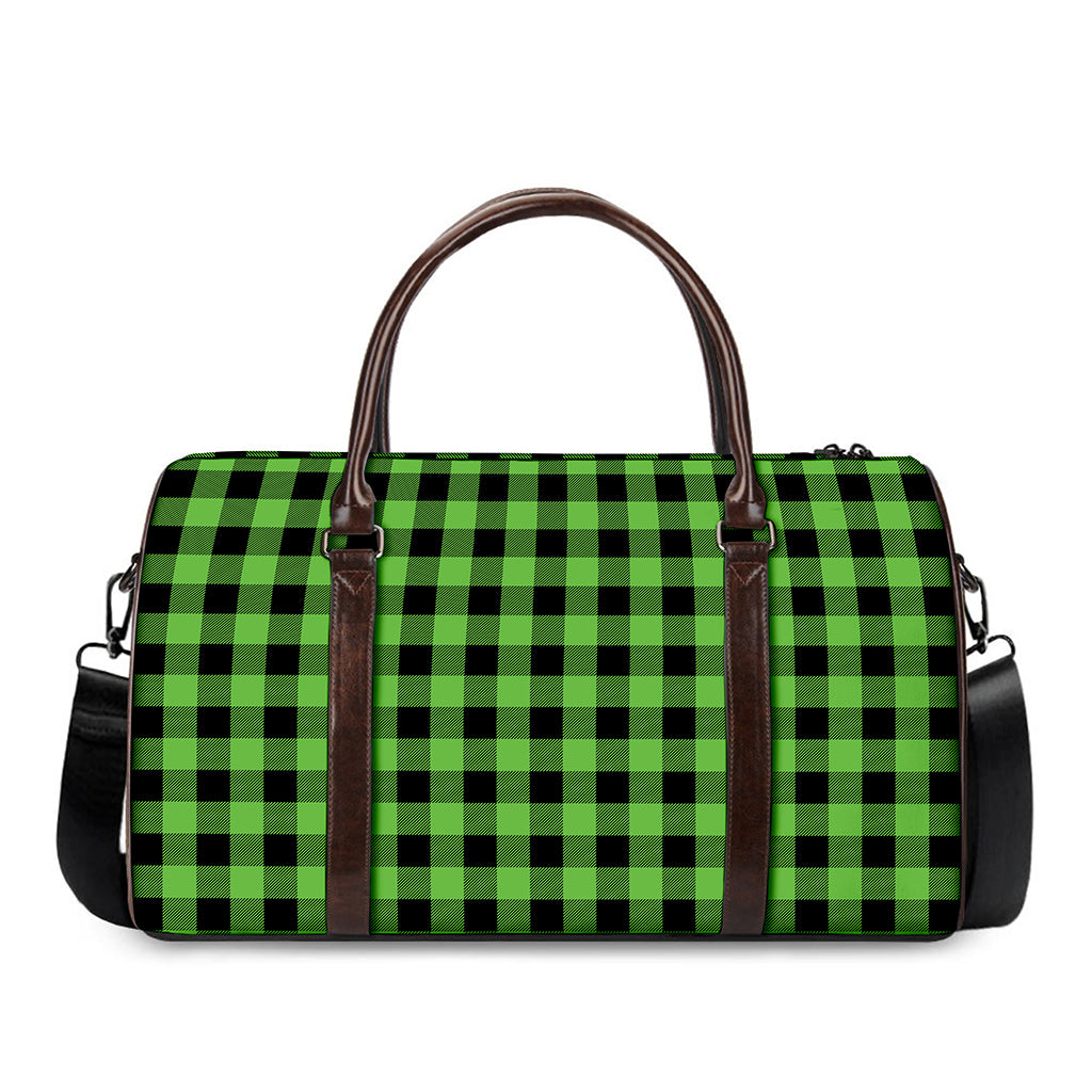 UFO Green And Black Buffalo Check Print Duffle Bag