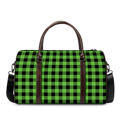 UFO Green And Black Buffalo Check Print Duffle Bag