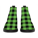 UFO Green And Black Buffalo Check Print Flat Ankle Boots