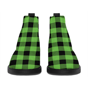 UFO Green And Black Buffalo Check Print Flat Ankle Boots