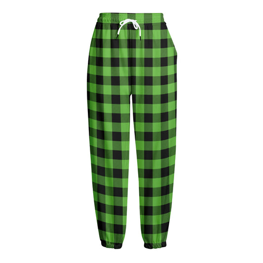 UFO Green And Black Buffalo Check Print Fleece Lined Knit Pants