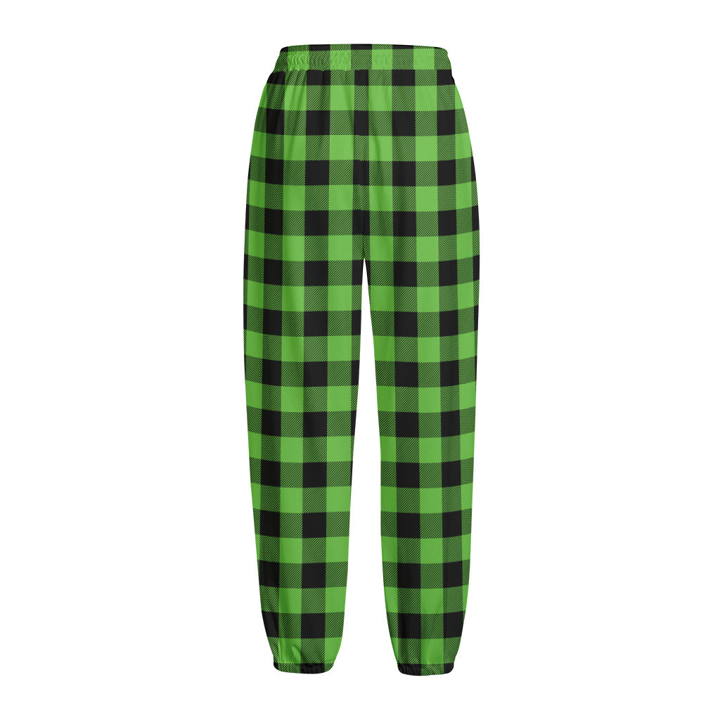 UFO Green And Black Buffalo Check Print Fleece Lined Knit Pants