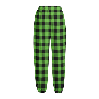 UFO Green And Black Buffalo Check Print Fleece Lined Knit Pants