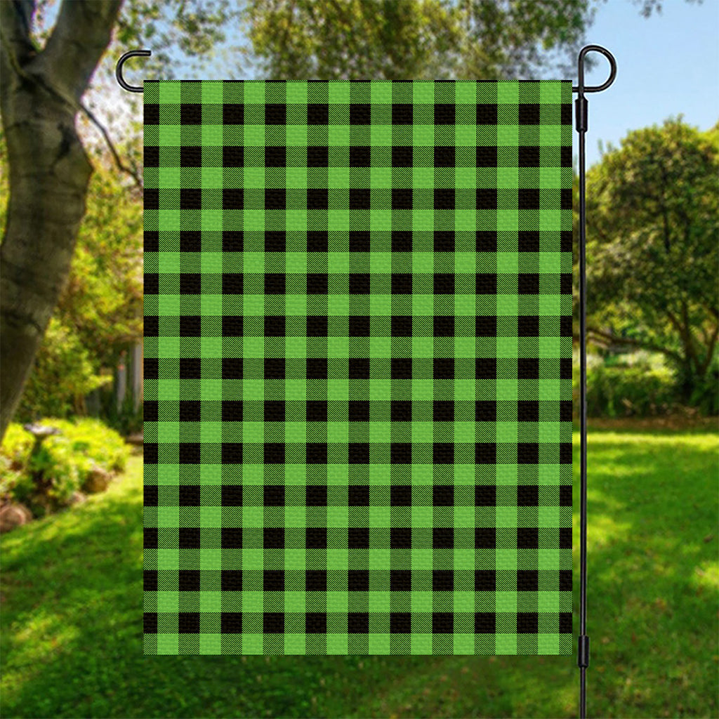 UFO Green And Black Buffalo Check Print Garden Flag