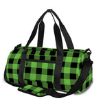 UFO Green And Black Buffalo Check Print Gym Bag