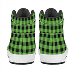 UFO Green And Black Buffalo Check Print High Top Leather Sneakers