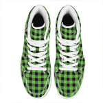 UFO Green And Black Buffalo Check Print High Top Leather Sneakers