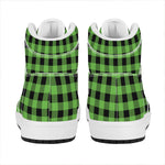UFO Green And Black Buffalo Check Print High Top Leather Sneakers