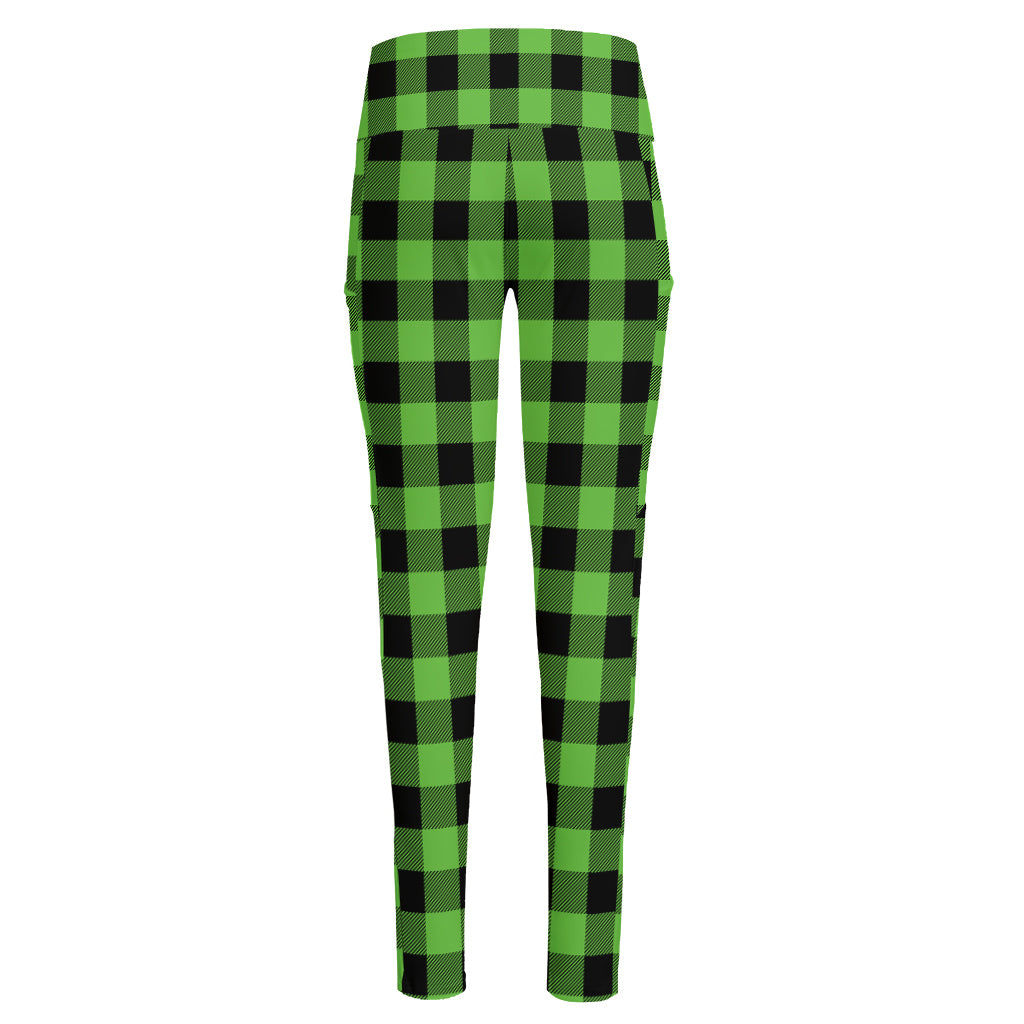 UFO Green And Black Buffalo Check Print High-Waisted Pocket Leggings