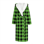UFO Green And Black Buffalo Check Print Hooded Bathrobe
