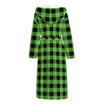 UFO Green And Black Buffalo Check Print Hooded Bathrobe