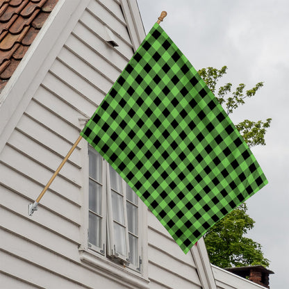 UFO Green And Black Buffalo Check Print House Flag