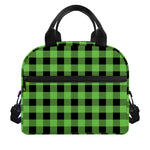 UFO Green And Black Buffalo Check Print Insulated Lunch Bag